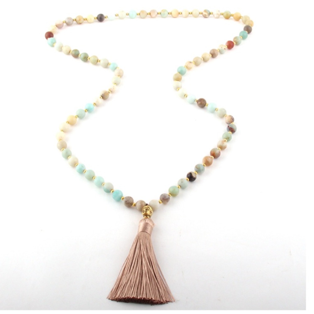 🧘♀️Bohemian Amazonite Stone Buddha Necklace - Picture 5 of 5